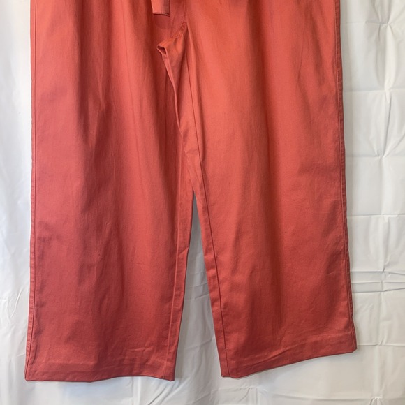 Womens  Time & Tru Size 14 Relaxed Straight Leg High Rise Coral Belt Trouser - Picture 4 of 13